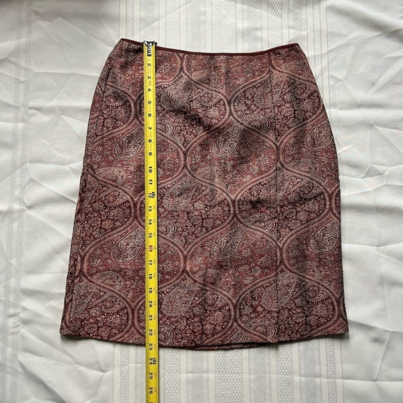 Banana Republic Soft Wool Silk Paisley Quiet Luxury Size 8 Lined Zipper Skirt - Picture 6 of 9